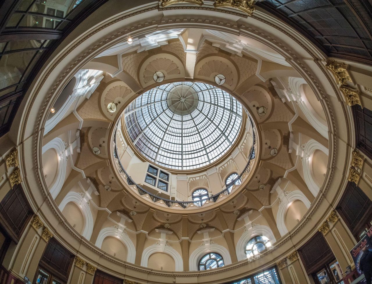 Glass dome in entrance to The Winter Gardens, Blackpool.