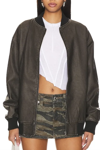 Ariel Faux Leather Bomber
