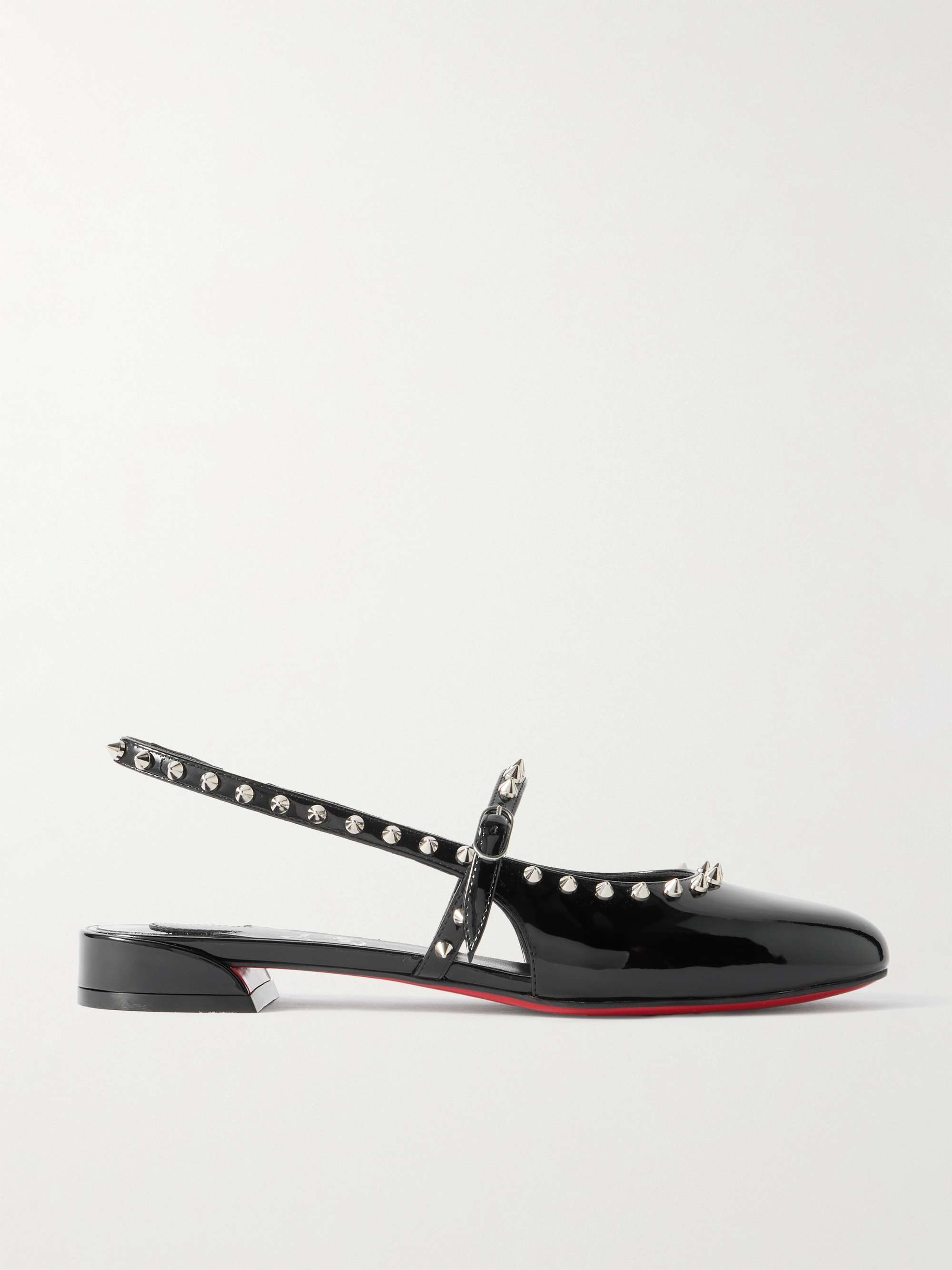 Sweet Janispikes Studded Patent-Leather Slingback Flats