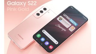 En läckt bild på Samsung Galaxy S22 i en rosa guldnyans