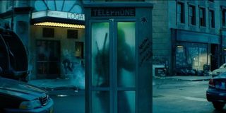 Deadpool in the phone booth during the first teaser.