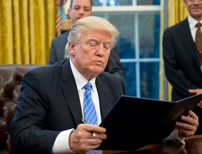 President Donald Trump in the Oval Office in January 2017.