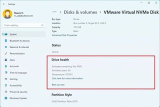 SDD health information on Windows 11