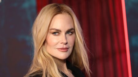 nicole kidman on a red and blue background