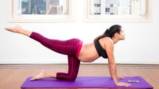 Pregnant woman building core strength