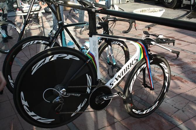 Tony Martin's time trial bike awaits
