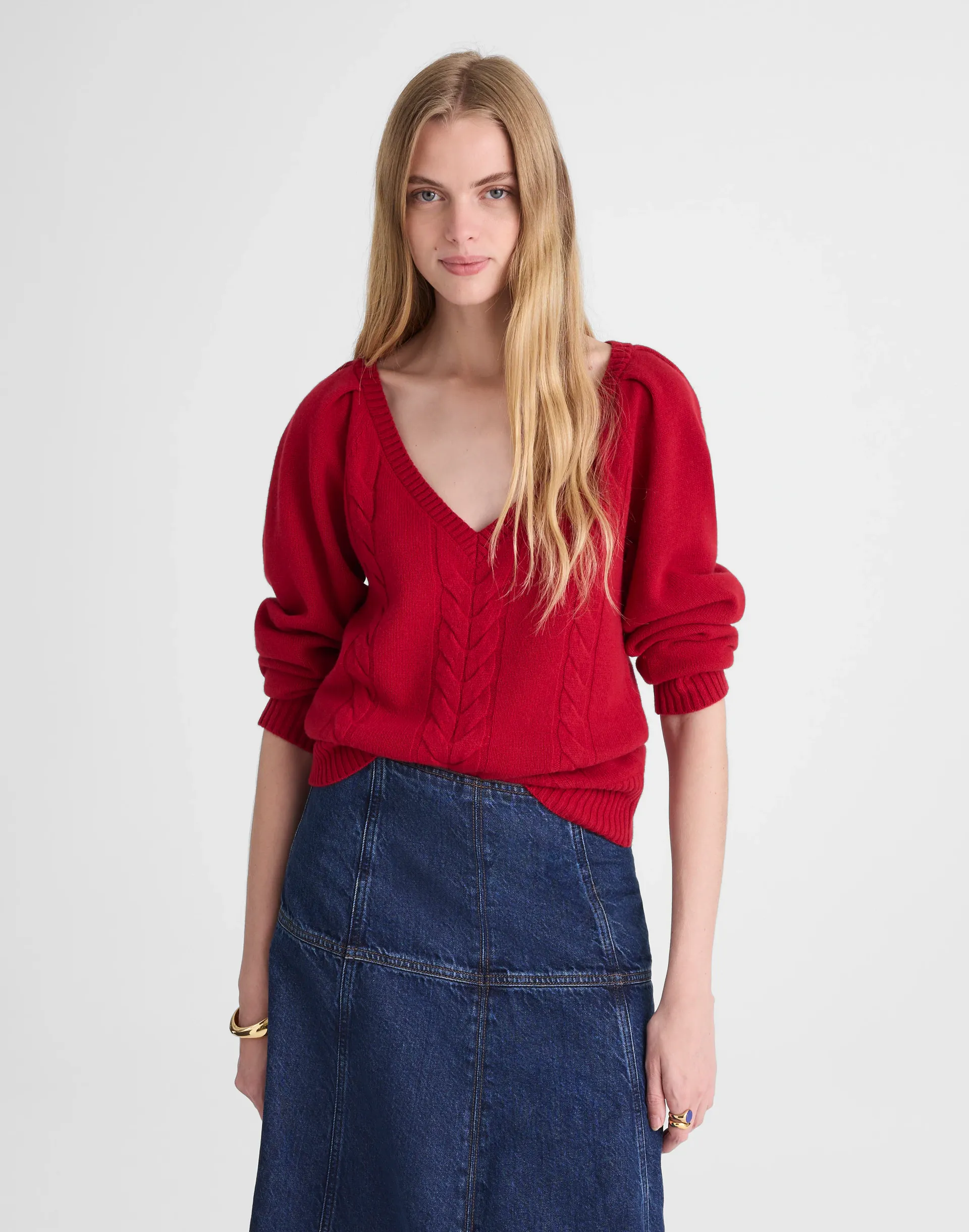 V-Neck Pullover Sweater in Merino Wool