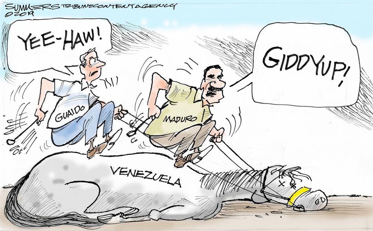 Political&amp;amp;nbsp;Cartoon&amp;amp;nbsp;World Venezuela Nicolas Maduro Juan Guaido