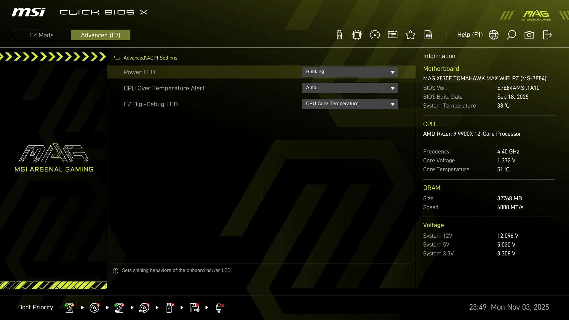 MSI X870E Tomahawk MAX Wifi PZ BIOS
