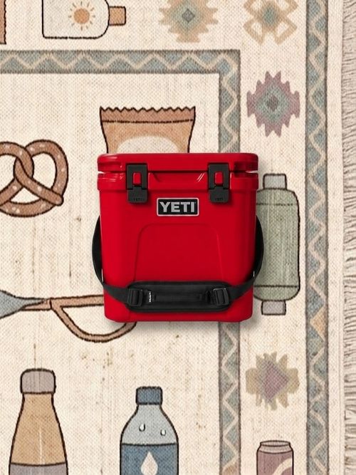 Yeti Roadie 24 2.0 Hard Cooler With Doubleduty Shoulder Strap and Drain Plug, Rescue Red