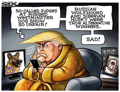 Political Cartoon U.S. Trump tweet Westminster dog show Russia alternative winner