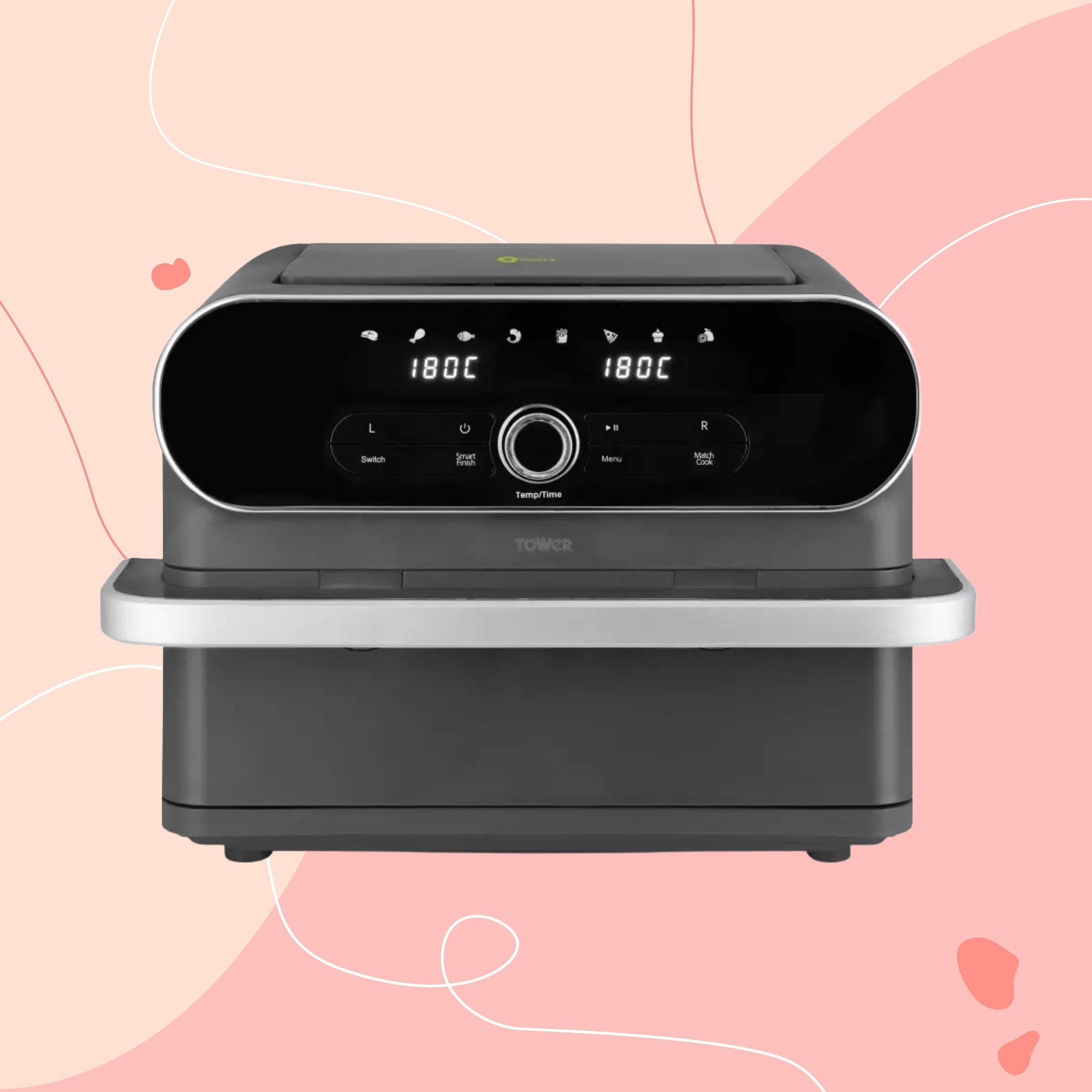 Tower Air Fryer on pink Ideal Home background