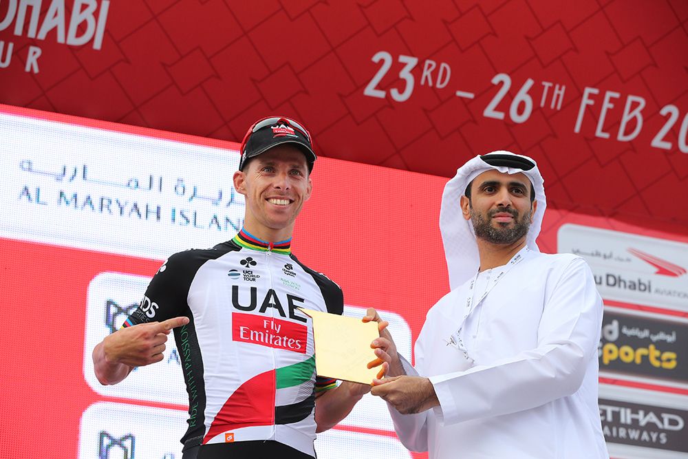 Rui Costa (UAE Emirates) on the podium