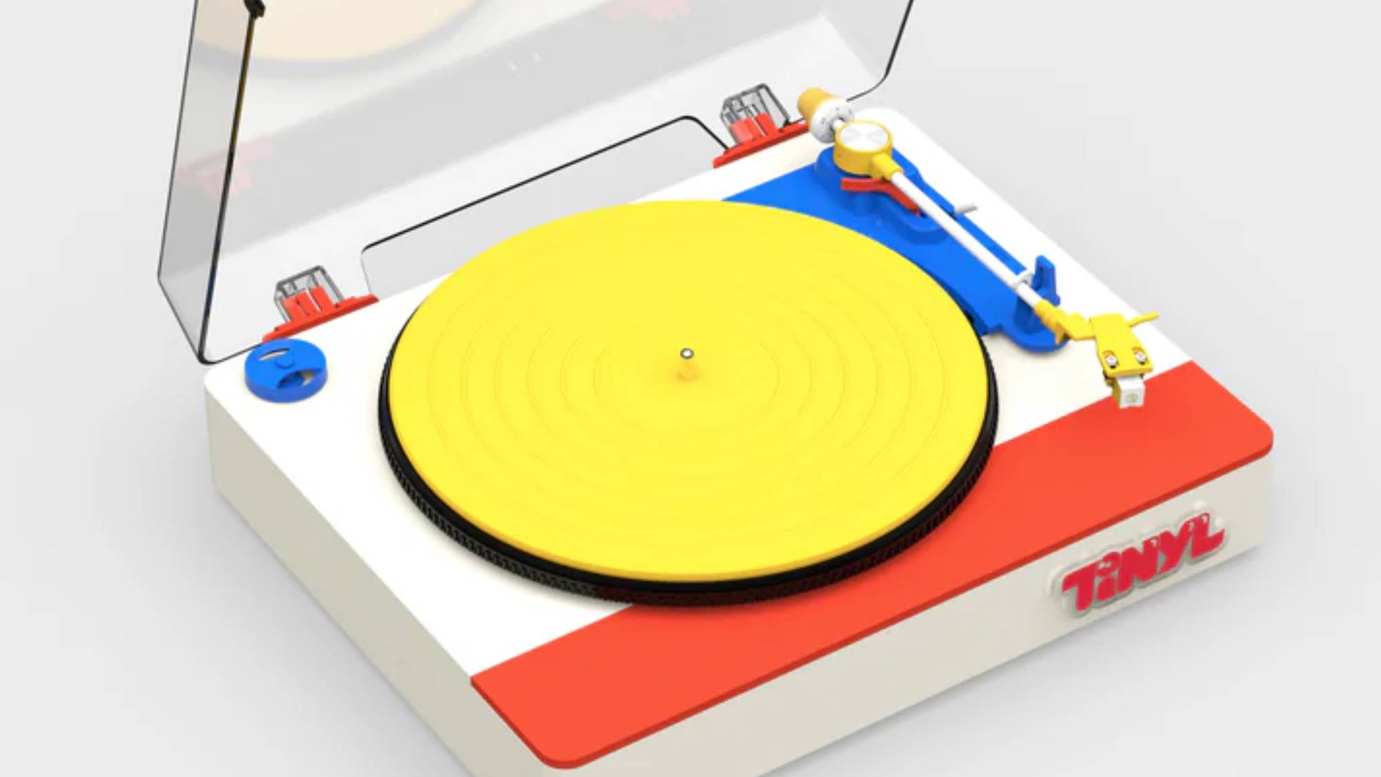 A product listing shot of the Tinyl Play Pro turntable