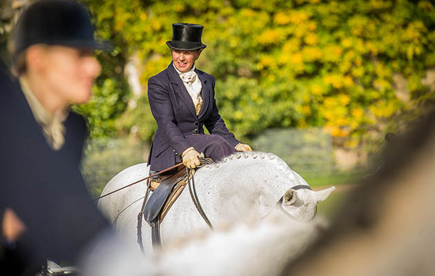 A stylish lady at the opening meet of the Crawley and Horsham held at Knepp Castle