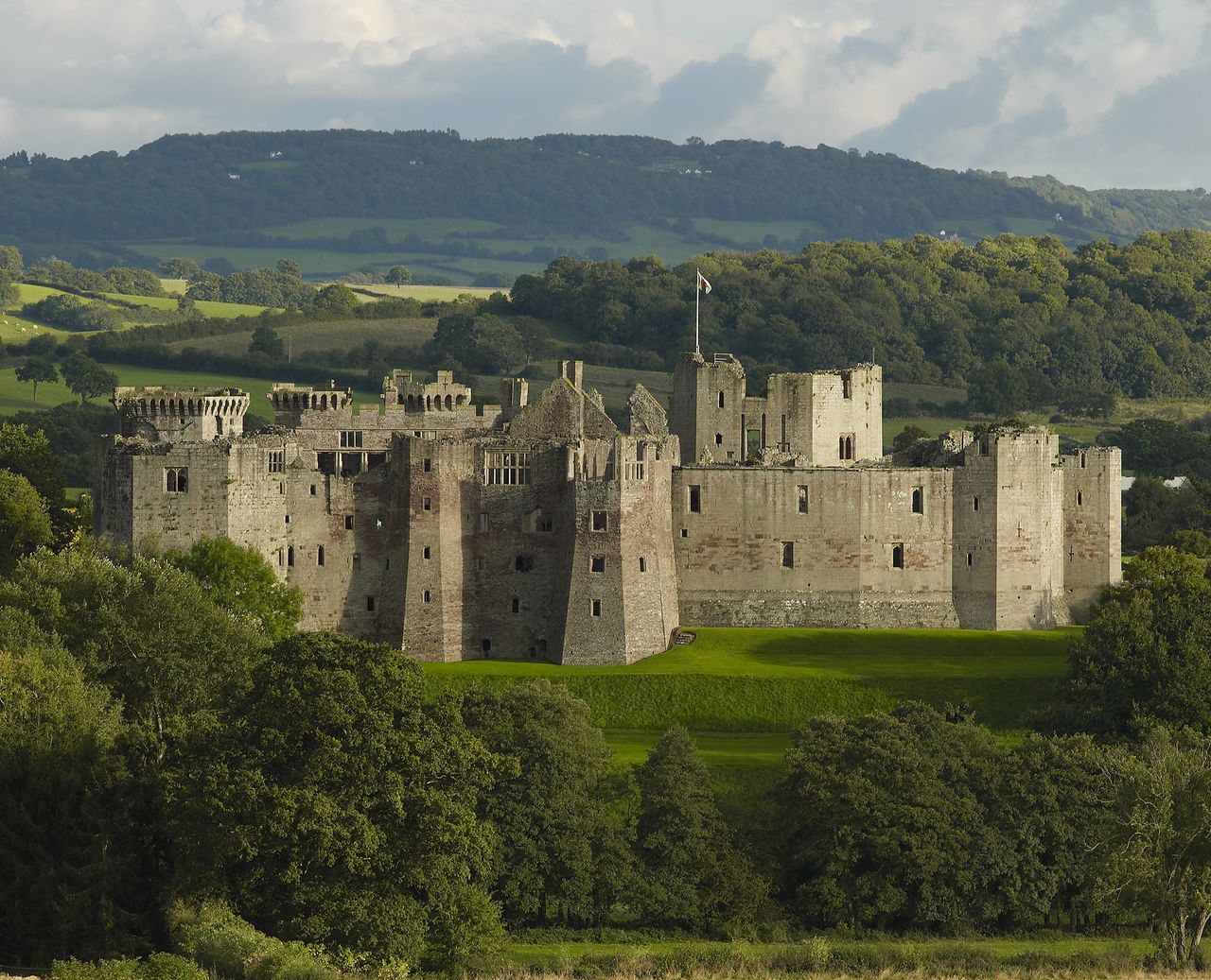 The exterior of Raglan Castle. The castle was built in the 15th century by Sir William ap Thomas and his son William Herbert and was remodelled by William Somerset in 1549-89.