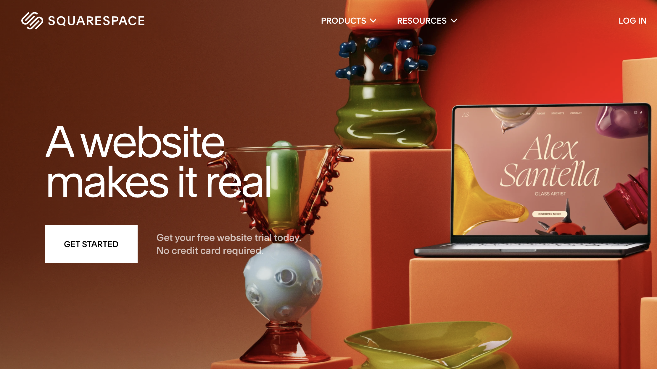 Screengrab showing Squarespace's own homepage