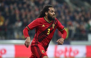 Jason Denayer in action for Belgium against Burkina Faso in March 2022.