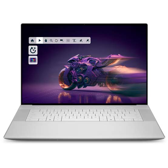 Dell 16 Premium displaying a motorcycle. 