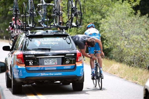 Garmin-Transitions does a little bit of bike maintenance out on the road.