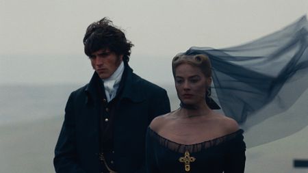 Jacob Elordi and Margot Robbie as Heathcliff and Cathy in Wuthering Heights