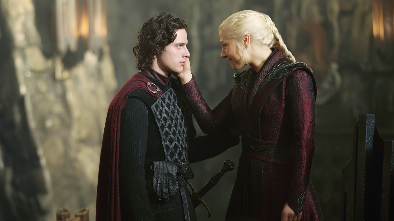 Rhaenyra holding her right hand to Jacaerys' face in House of the Dragon season 3 episode 1