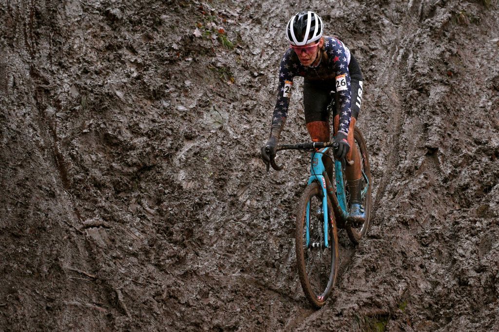 NAMUR BELGIUM DECEMBER 22 Clara Honsinger of The United States Mud during the 11th Namur World Cup 2019 Women Elite UCICX TelenetUCICXWC on December 22 2019 in Namur Belgium Photo by Luc ClaessenGetty Images