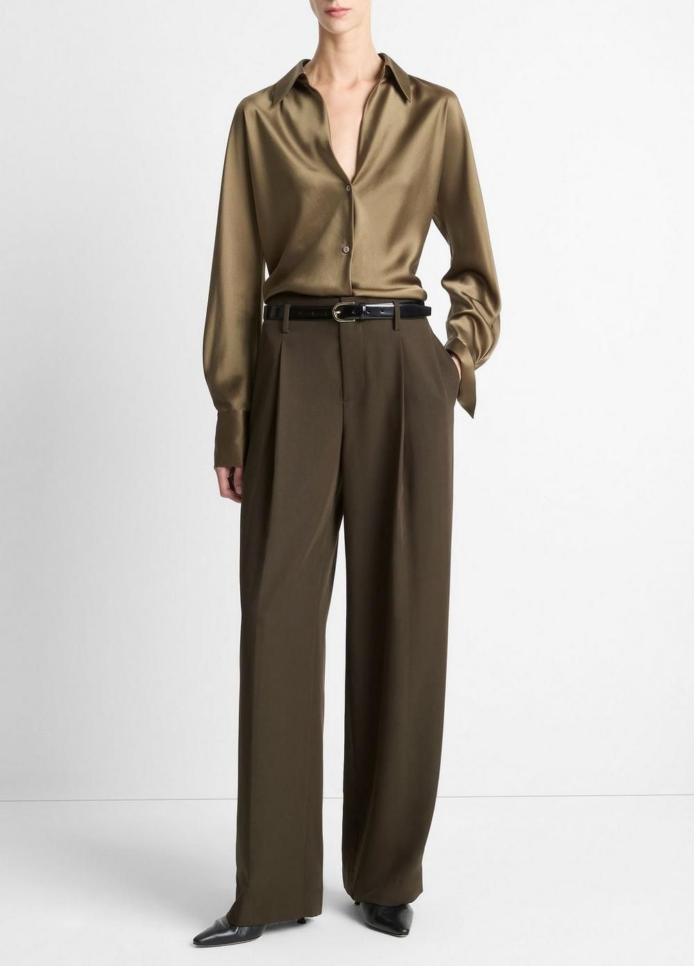 High-Waist Pleated Trouser