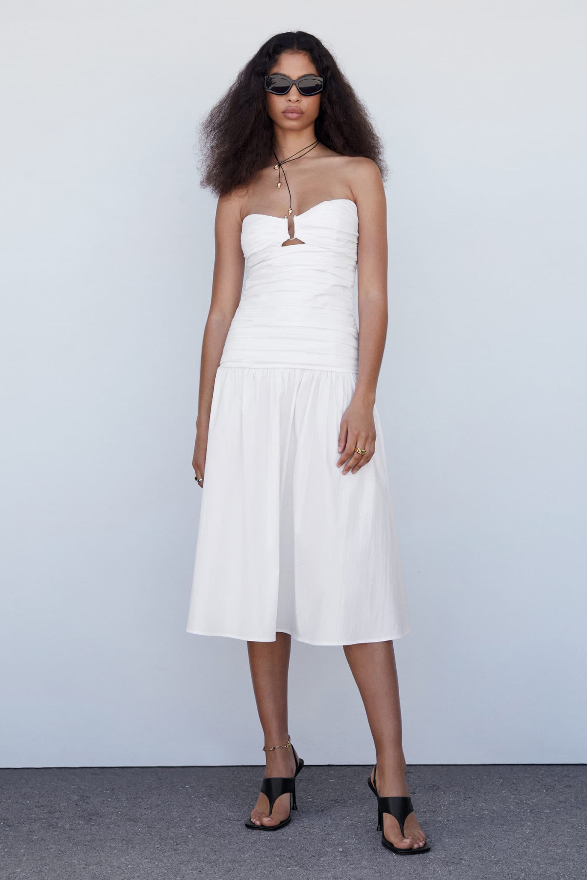 Mango Draped Dress with Metallic Detail