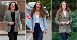 Kate Middleton wearing check blazer