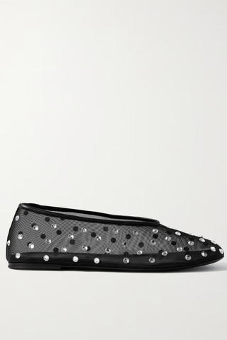 Khaite Marcy Crystal-Embellished Mesh Ballet Flats