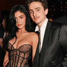 Kylie Jenner and Timothee Chalamet attend the 2025 Vanity Fair Oscar Party Hosted By Radhika Jones at Wallis Annenberg Center for the Performing Arts on March 02, 2025 in Beverly Hills, California.