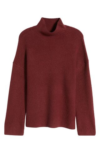 Relaxed Turtleneck Cotton Blend Sweater