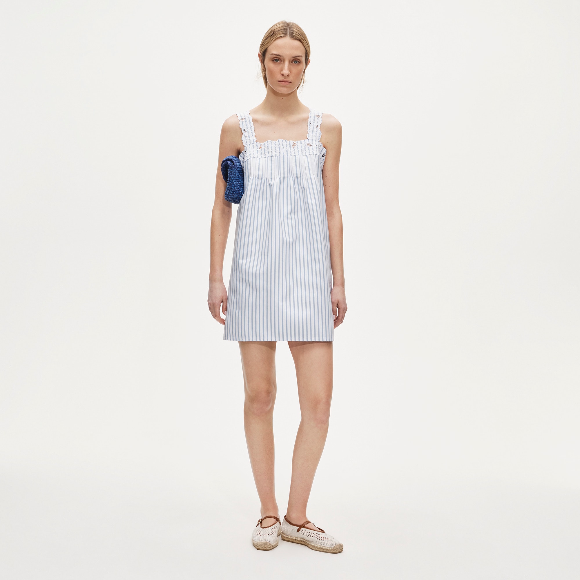 Ondine Mini Dress in Striped Double Cotton Poplin