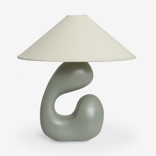 modern table lamp with sage sculptural base