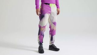 A wild pair of purple and white riding pants