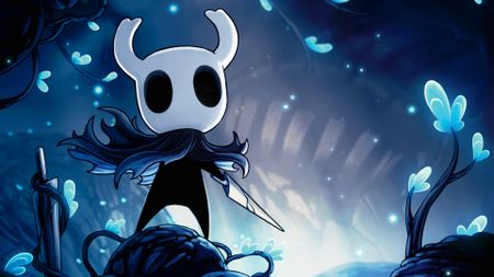 The Knight stands blade in hand in key art for Hollow Knight, used in Edge Magazine's Time Extend feature