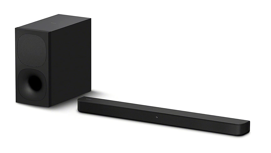 A Sony soundbar, with a subwoofer.