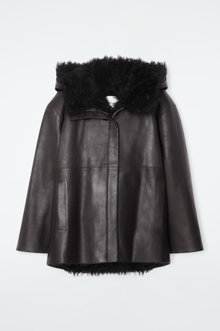 Shearling-Lined Nappa Hooded Jacket