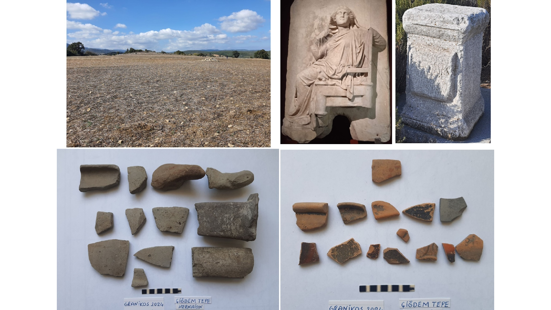 a series of views and artifacts from the remains of the city of Hermaion