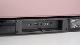 Reverse side of Panasonic SC-HTB100 showing various connection ports