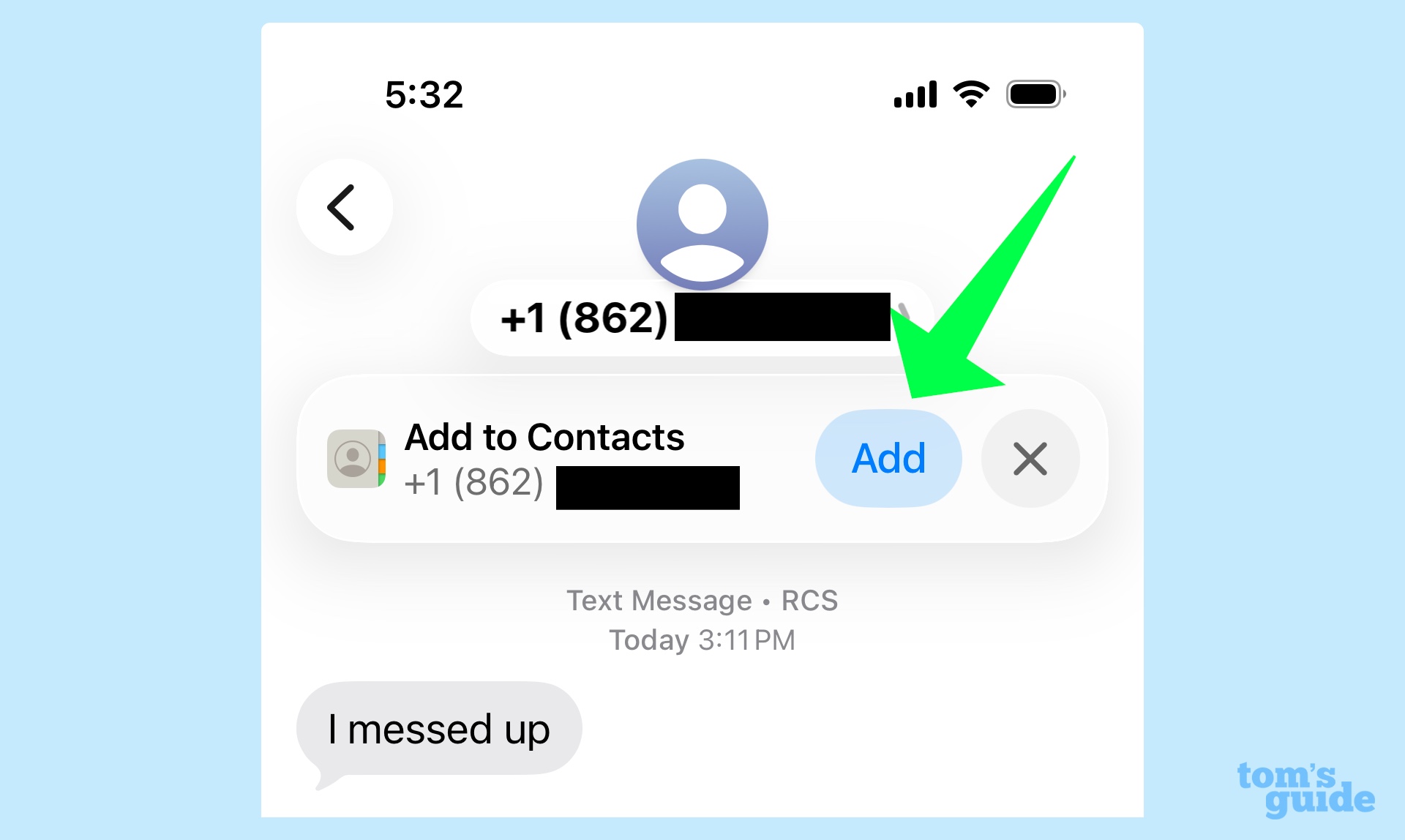 add an unknown texter to your contacts list