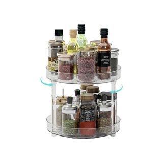 plastic turn table organizer, two tiers