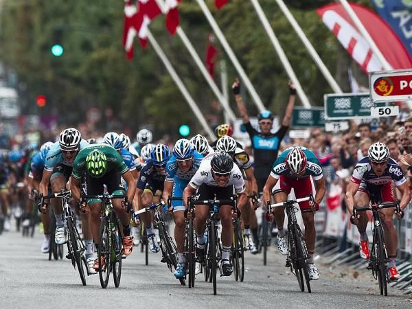 The bunch sprint in the last stage of Tour of Denmark