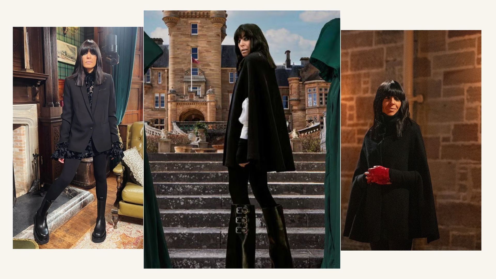 Claudia Winkleman wearing Spanx leggings on The Traitors