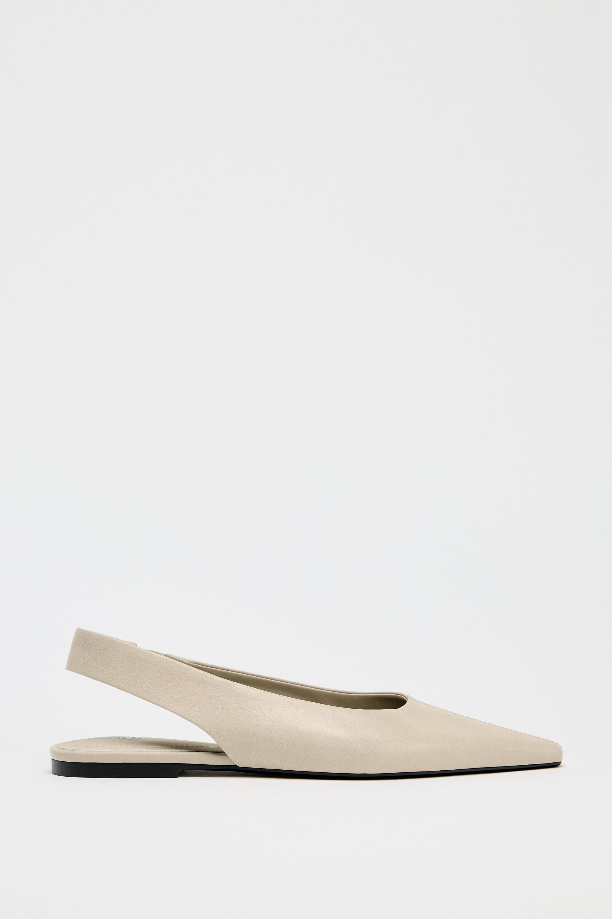Leather slingback ballet flat bottom