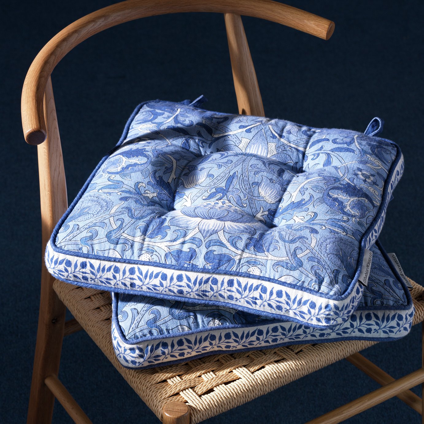 Habitat X Morris &amp;amp; Co. Inky Blue Seat Cushions 2 Pack - 40x40cm