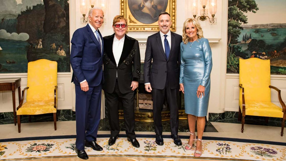 Elton John, David Furnish, Joe &amp; Jill Biden at the White House