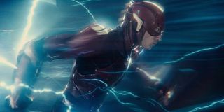 The Flash surrounded by lightning in Justice League