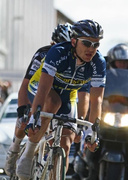 Martin Mortensen, Vacansoleil leading Alex Rasmussen, Team Saxo Bank on the last round in Herning